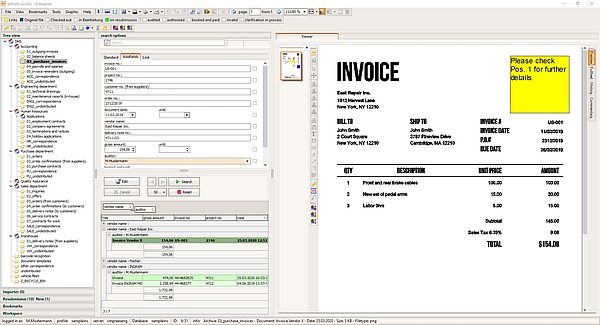 DMS Screenshot invoice archiving and workflow